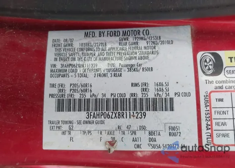 2008 Ford Fusion S z USA, uszkodzony, nr VIN 3FAHP06ZX8R111239